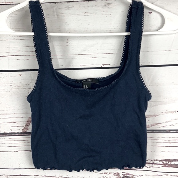 Forever 21 Tops - Forever 21 Navy Blue Cropped Tank